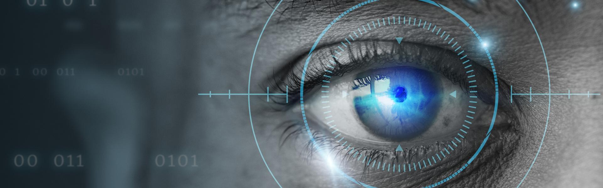 Scan biométrique d'un œil bleu